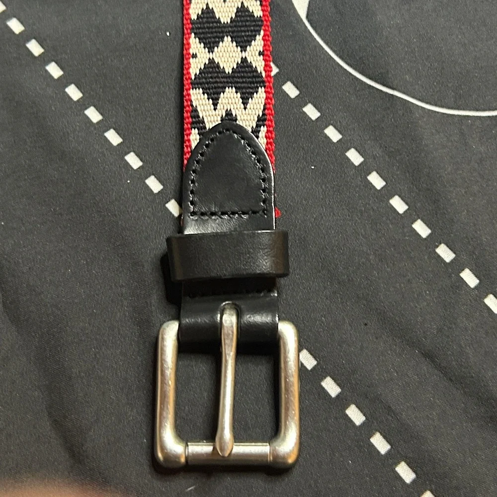 J.Crew Southwestern Woven Belt Black Red Geometric Navajo Tribal Pattern Small - Picture 6 of 9